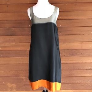 Theory Orange and Grey Silk Dress